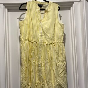 NEW Duffield Lane Woman’s cotton Yellow Striped Sleeveless Dress XL